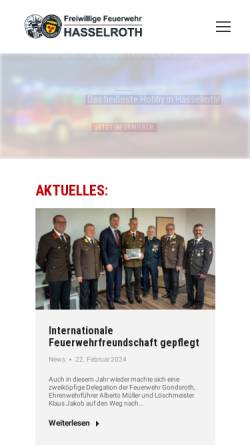Vorschau der mobilen Webseite www.feuerwehr-hasselroth.de, Freiwillige Feuerwehr Hasselroth