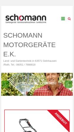 Vorschau der mobilen Webseite www.schomann-motorgeraete.de, Reiner Schomann Motorgeräte
