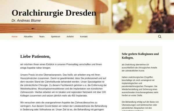 Vorschau von www.oralchirurgie-dresden.de, Oralchirurgische Praxis Dr. Andreas Blume (Gruna)
