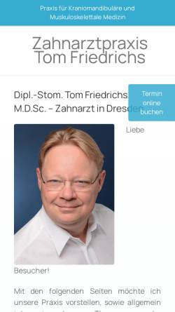 Vorschau der mobilen Webseite www.zahnarztpraxis-friedrichs.de, Tom Friedrichs (Hellerau)