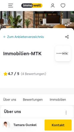 Vorschau der mobilen Webseite www.immobilien-mtk.de, Immobilien MTK