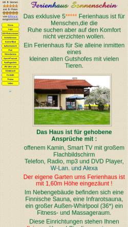 Vorschau der mobilen Webseite www.ferienhaussonnenschein.de, Ferienhaus Sonnenschein