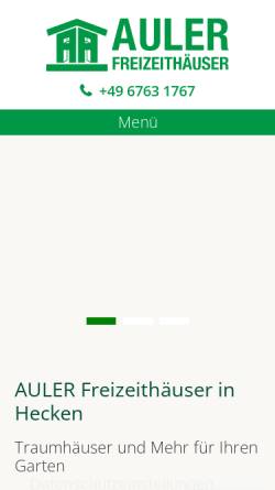 Vorschau der mobilen Webseite www.auler-freizeithaus.de, Auler Freizeithäuser
