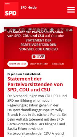 Vorschau der mobilen Webseite spd-heide.de, SPD Heide