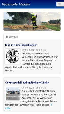 Vorschau der mobilen Webseite www.feuerwehr-heiden.de, Freiwillige Feuerwehr Heiden