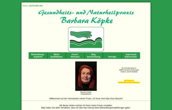 Vorschau von www.barbara-koepke.de, Gesundheits- und Naturheilpraxis Barbara Köpke