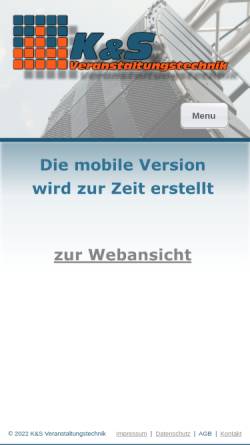 Vorschau der mobilen Webseite www.krohn-und-schumacher.de, K&S audio-video-licht Krohn und Schumacher GbR
