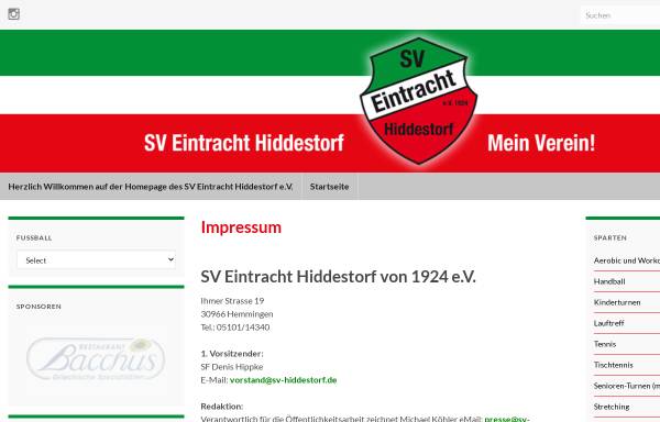 Vorschau von sv-hiddestorf.de, SV Eintracht Hiddestorf