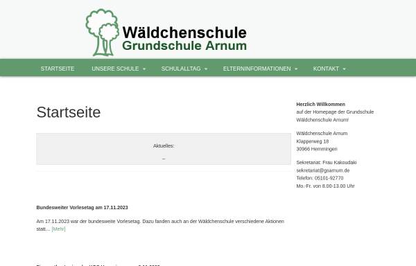 Vorschau von www.waeldchenschule-arnum.de, Wäldchenschule