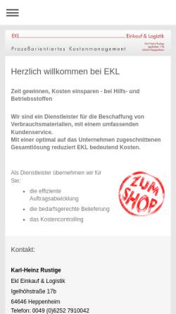 Vorschau der mobilen Webseite www.ekl-einkauf-logistik.de, EKL Einkauf & Logistik GmbH