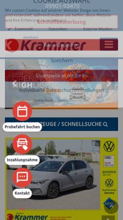 Vorschau der mobilen Webseite www.autohaus-krammer.de, Autohaus Krammer