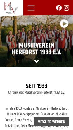 Vorschau der mobilen Webseite mv-herforst.de, Musikverein Herforst 1933 e.V.