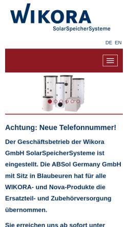 Vorschau der mobilen Webseite www.wikora.de, Wikora GmbH