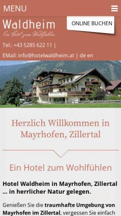 Vorschau der mobilen Webseite www.hotelwaldheim.at, Hotel Waldheim