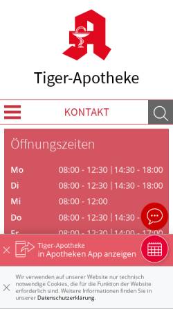 Vorschau der mobilen Webseite www.tiger-apotheke.de, Tiger Apotheke