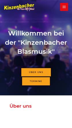 Vorschau der mobilen Webseite www.kinzenbacher.de, Kinzenbacher Blasmusik