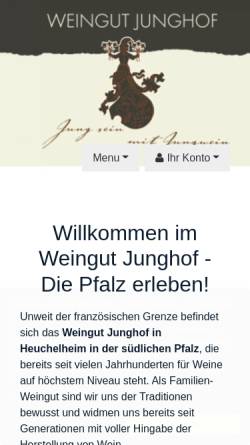 Vorschau der mobilen Webseite www.weingut-junghof.de, Weingut Junghof
