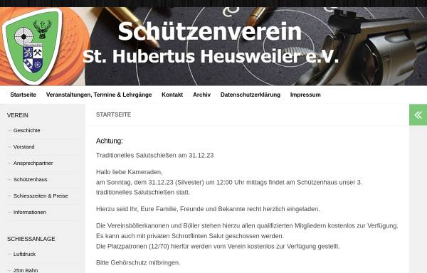 Vorschau von www.sv-heusweiler.de, SV Schützenverein St. Hubertus e.V.