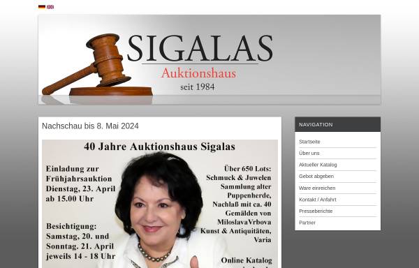 Vorschau von www.sigalas.de, Auktionshaus Sigalas