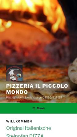 Vorschau der mobilen Webseite www.pizzeria-hilgertshausen.de, Pizzeria IL PICCOLO MONDO