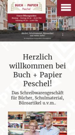 Vorschau der mobilen Webseite www.buch-peschel.de, Buch + Papier L. Peschel