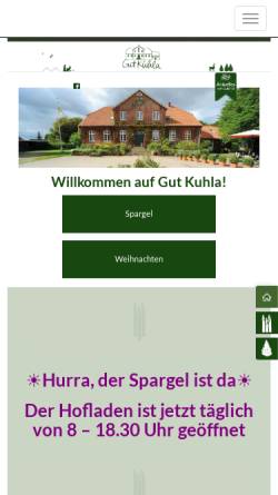 Vorschau der mobilen Webseite www.gutkuhla.de, Gut Kuhla