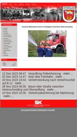 Vorschau der mobilen Webseite www.feuerwehr-hinterschmiding.de, Freiwillige Feuerwehr Hinterschmiding