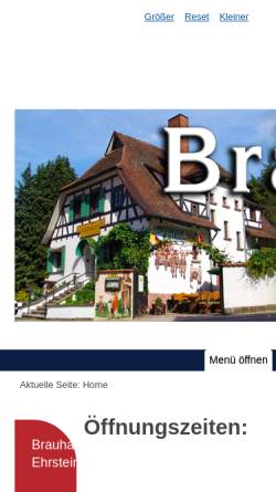 Vorschau der mobilen Webseite www.brauhaus-ehrstein.de, Brauhaus Ehrstein