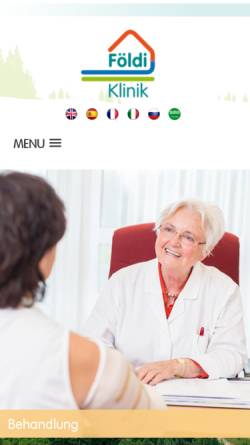 Vorschau der mobilen Webseite www.foeldiklinik.de, Foeldiklinik Hinterzarten: Fachklinik für Lymphologie