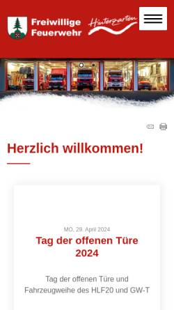 Vorschau der mobilen Webseite www.feuerwehr-hinterzarten.de, Freiwillige Feuerwehr Hinterzarten