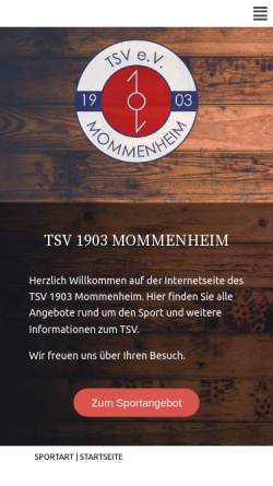 Vorschau der mobilen Webseite www.tsv-mommenheim.de, TSV 1903 Mommenheim e.V.