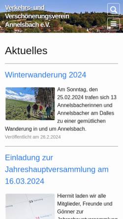 Vorschau der mobilen Webseite www.annelsbach.de, Verkehrs- und Verschönerungsverein Annelsbach e.V.