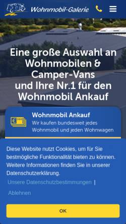 Vorschau der mobilen Webseite www.wohnmobil-galerie.de, Wohnmobil-Galerie GmbH