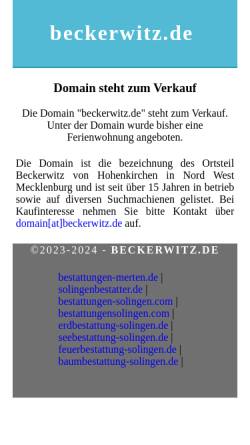 Vorschau der mobilen Webseite beckerwitz.de, Ferienwohnung Merten, Beckerwitz