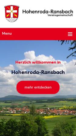 Vorschau der mobilen Webseite hohenroda-ransbach.de, Vereinsgemeinschaft Ransbach