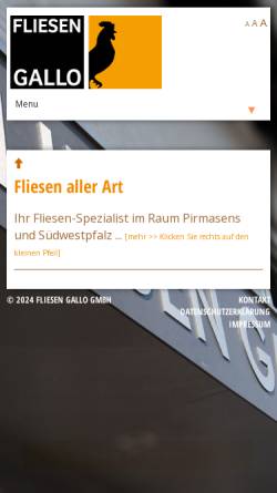Vorschau der mobilen Webseite www.fliesen-gallo.de, Fliesen Gallo GmbH