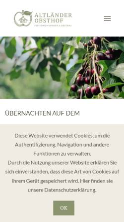 Vorschau der mobilen Webseite www.altlaenderobsthof.de, Altländer Obsthof