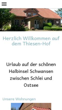 Vorschau der mobilen Webseite www.thiesen-hof.de, Urlaub auf dem Bauernhof