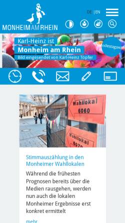 Vorschau der mobilen Webseite www.monheim.de, Monheim am Rhein