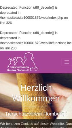 Vorschau der mobilen Webseite www.tierschutzverein-homberg-borken.de, Tierschutzverein Homberg/Borken e.V.