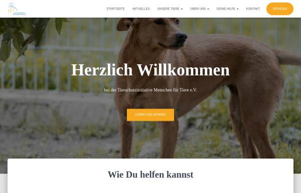 Vorschau von menschenfuertiere.de, Tierschutzinitiative Menschen für Tiere