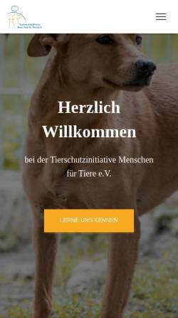 Vorschau der mobilen Webseite menschenfuertiere.de, Tierschutzinitiative Menschen für Tiere