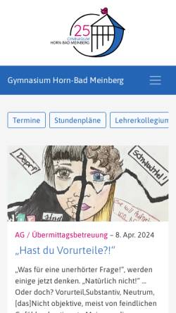 Vorschau der mobilen Webseite www.gym-hbm.de, Gymnasium Horn-Bad Meinberg