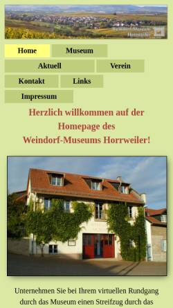 Vorschau der mobilen Webseite www.weindorfmuseum.de, Weindorf Horrweiler