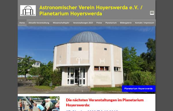 Vorschau von www.planetarium-hoyerswerda.de, Astronomischer Verein Hoyerswerda e.V.
