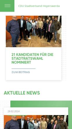 Vorschau der mobilen Webseite www.cdu-hoyerswerda.de, CDU Hoyerswerda