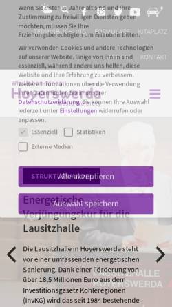 Vorschau der mobilen Webseite www.hoyerswerda.de, Stadt Hoyerswerda