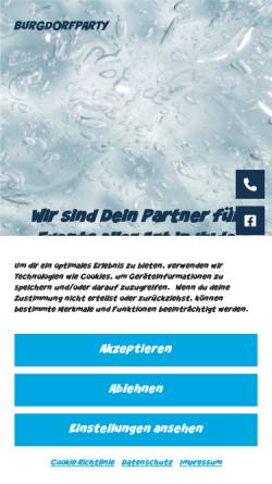 Vorschau der mobilen Webseite burgdorfparty.de, BURGDORFPARTY