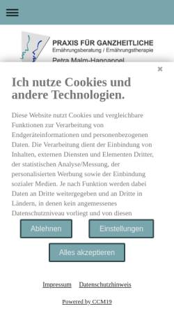Vorschau der mobilen Webseite www.mh-ernaehrungsberatung.de, Praxis für ganzheitliche Ernährungsberatung Petra Malm-Hannappel