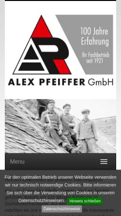 Vorschau der mobilen Webseite www.alex-pfeiffer.de, Alex Pfeiffer GmbH - Bedachungen